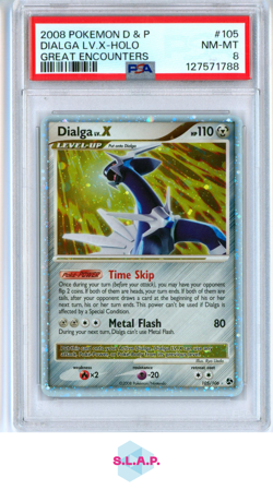 DIALGA LV.X POKEMON 105/106 2008 GREAT ENCOUNTERS HOLO ENGLISH PSA 8 - Image 1