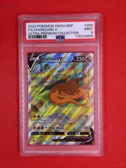 2022 POKEMON SWSH BLACK STAR PROMO #260 FULL ART/CHARIZARD V PSA 9 - Image 1