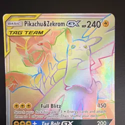 Pokemon TCG Pikachu & Zekrom GX #184/181 SM-Team Up Secret Rare Full Art Holo - Image 2
