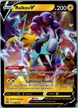 Pokemon Card - Raikou V Brilliant Stars 048/172 V Ultra Rare Holo Near Mint - Image 1