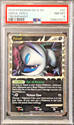 PSA 8 NM-MT ABSOL #91 TRIUMPHANT HOLO - HEARTGOLD & SOULSILVER 2010 POKEMON ENG - Image 1