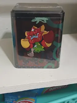 Pokemon Stackable Tin Sealed 3 Booster Packs 2 Sticker Sheets - Image 1