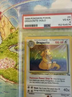 Pokemon Dragonite Fossil Holo Rare 4/62 1999 PSA 4 Unlimited English - Image 1
