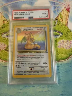 Pokemon Dragonite Fossil Holo Rare 4/62 1999 PSA 4 Unlimited English - Image 2