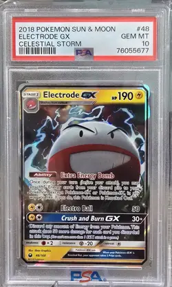 GEM MT 10 2018 POKEMON SUN & MOON #48 ELECTRODE GX CELESTIAL STORM, PSA GRADED - Image 1