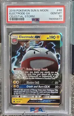GEM MT 10 2018 POKEMON SUN & MOON #48 ELECTRODE GX CELESTIAL STORM, PSA GRADED - Image 3