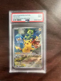 Pokemon Pikachu TCG Holo Black Star Promo SVP027 IR Paldea Evolved PSA 9! - Image 1