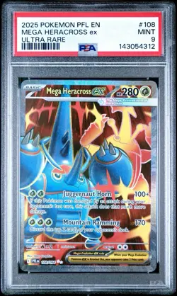 2025 POKEMON PFL EN-PHANTASMAL FLAMES ULTRA RARE #108 MEGA HERACROSS EX PSA 9 - Image 1