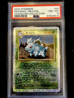 Nidorina Reverse Holo Foil Legendary Coll. PSA 8 # 55 2002 Pokemon POP 183 - Image 1