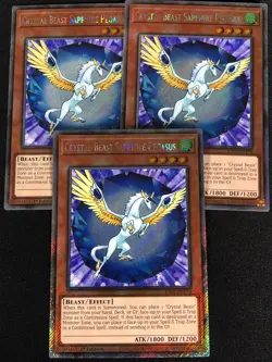 Yugioh Crystal Beast Sapphire Pegasus RA03-EN179 1ST Platinum Secret X3 (NM) - Image 1