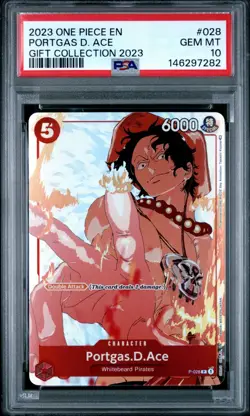 🔥Portgas D. Ace PSA 10 GEM One Piece Card Game TCG P 028 2023 Gift Collection🔥 - Image 1