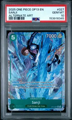 2025 ONE PIECE OP13-CARRYING ON HIS WILL ALTERNATE ART #027 SANJI PSA 10 - Image 1