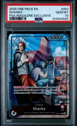 2025 ONE PIECE PROMOS PSA MAGAZINE EXCLUSIVE #001 SHANKS PSA 10 - Image 1