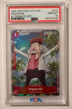 2025 ONE PIECE STARTER DECK ST21-EX GEAR 5 | ALTERNATE ART #013 VEGAPUNK PSA 10 - Image 1
