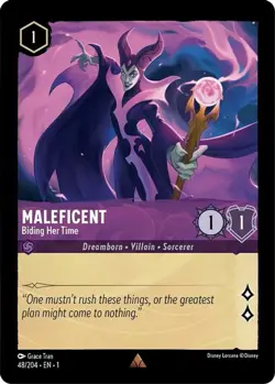 1x Maleficent - Biding Her Time - 48/204 - Rare NM-Mint Disney Lorcana: The Firs - Image 1