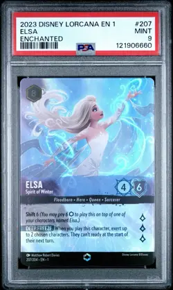 Disney Lorcana Elsa - Spirit of Winter Enchanted Holo 207/204 PSA 9 - Image 1