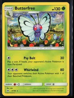 2017 Sun & Moon - Burning Shadows Butterfree #3 Non Holo Rare Pokemon Card - Image 1