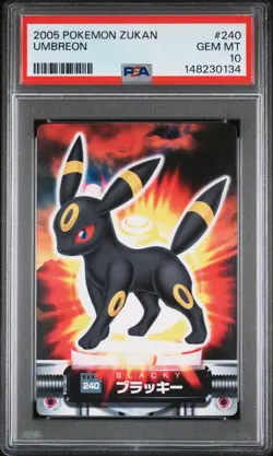PSA 10 2026 CERT POP 6 UMBREON 2005 CARDDASS POKEMON ZUKAN CARD #240 - Image 1