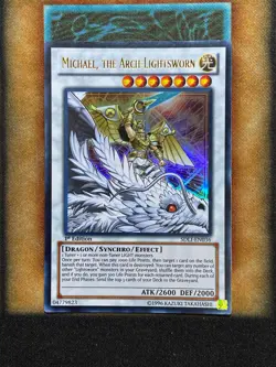 Yugioh Michael, The Arch-Lightsworn SDLI-EN036 Ultra Rare 1st Ed LP - Image 1