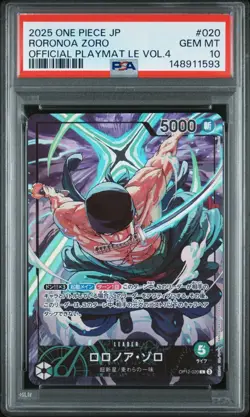 PSA 10 One Piece Card Game Roronoa Zoro OP12 020 Official Playmat Vol 4 Japanese - Image 1