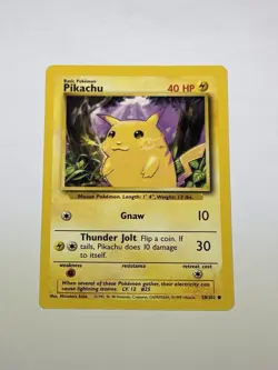 Pikachu Yellow Cheeks 58/102 Base Set Common Pokemon Card Vintage WoTC 1999 LP - Image 1