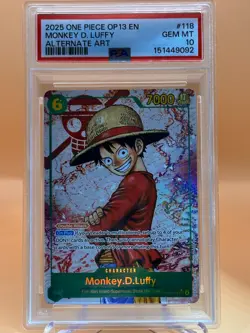 2025 ONE PIECE MONKEY D LUFFY OP13-118 CARRYING ON HIS WILL SEC ALT ART PSA 10 - Image 1