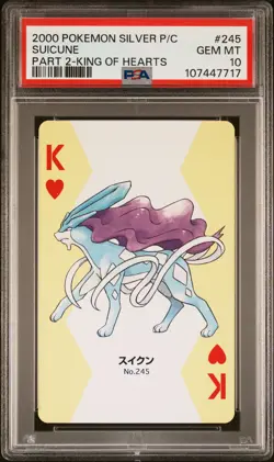 2000 POKEMON SILVER VERSION PART 2 PLAYING CARDS KING OF HEARTS SUICUNE PSA 10 - Image 1