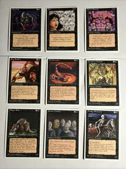 Magic The Gathering 4th Edition 1995 9 Black Card Lot - Image 1