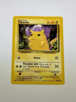 Pikachu Yellow Cheeks 58/102 Base Set Common Pokemon Card Vintage WoTC 1999 NM - Image 1