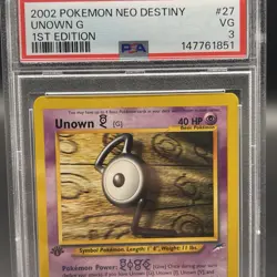 Pokemon TCG 1st Edition Unown (G) 27/105 Neo Destiny Non-Holo Rare Vintage PSA 3 - Image 2