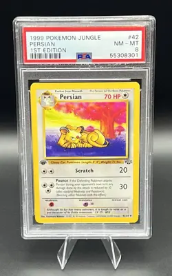 1999 Pokemon Jungle Persian #42 1st Edition PSA 8 NM Non Holo WOTC - Image 1