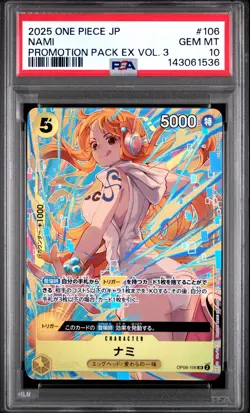 2025 ONE PIECE JAPANESE PROMOTION PACK EX VOL.3 #106 NAMI PSA 10 - Image 1