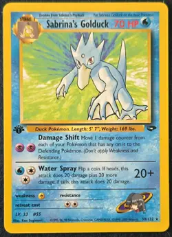 Sabrina’s Golduck 1st Edition 30/132 Gym Challenge WOTC Pokemon Card LP - Image 1