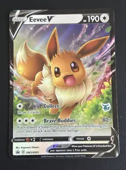Pokemon TCG Eevee v SWSH065 Black Star Promo Card NM/M Condition - Image 1
