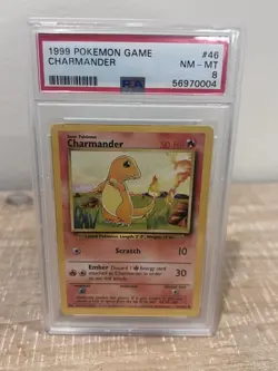 Pokemon TCG Charmander Base Set 1999 #46/102 PSA 8 Regular Common Graded Card - Image 1