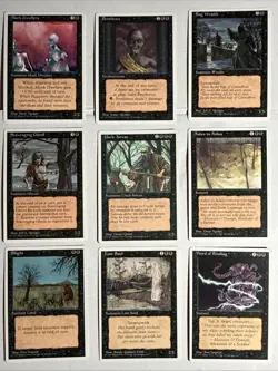 Magic The Gathering 4th Edition 1995 9 Black Card Lot - Image 1