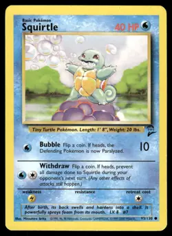 Pokemon Cards Squirtle 93/130 Base Set 2 WOTC Common LP - Image 1