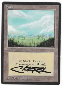 ►Magic-Style◄ MTG - Wald - Signed Christopher Rush - German FBB MISPRINT - EX- - Image 1