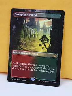 1x FOIL BORDERLESS ALT ART Stomping Ground, NM, RVR, Magic: the Gathering, MtG - Image 1