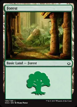 Forest (199) -Foil Light Play MTG Hour of Devastation - Image 1