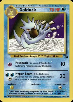 GOLDUCK 35/62 UNCOMMON FOSSIL POKEMON UNLIMITED HP - Image 2