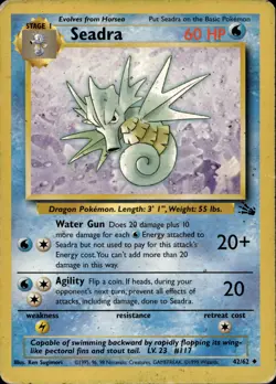SEADRA 42/62 UNCOMMON FOSSIL POKEMON UNLIMITED HP - Image 2