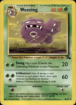 WEEZING 45/62 UNCOMMON FOSSIL POKEMON UNLIMITED HP - Image 2