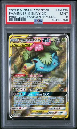 POKEMON SM BLACK STAR PROMO VENUSAUR & SNIVY GX #SM229 PSA 9 MINT #134159253 - Image 1