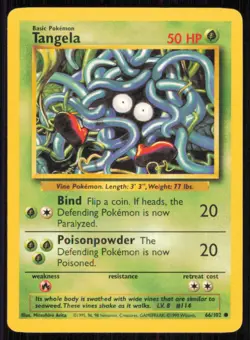 Tangela 66/102 Common Base Set Unlimited Pokemon Lightly Played - Image 1