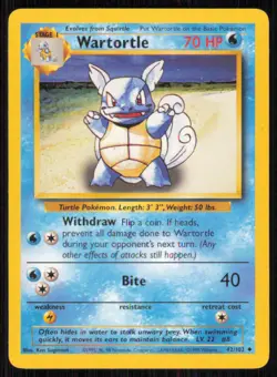 Wartortle 42/102 Uncommon Base Set Unlimited Pokemon Lightly Played - Image 1