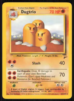 Dugtrio 23/130 Rare Base Set 2 Pokemon Lightly Played - Image 1