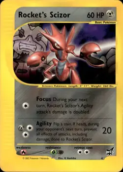 Pokemon Rocket's Scizor 4 Best of Game Promo Near Mint - Image 1