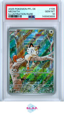 MEOWTH ILLUSTRATION RARE POKEMON GERMAN PFL DE-PHANTASMAL FLAMES 2025 106 PSA 10 - Image 1