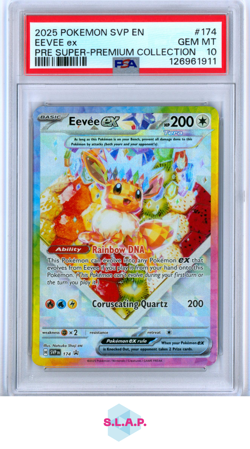 EEVEE EX POKEMON SVP 174 2025 PRE SUPER PREMIUM COLL PRM HOLOFOIL EN PSA 10 - Image 1